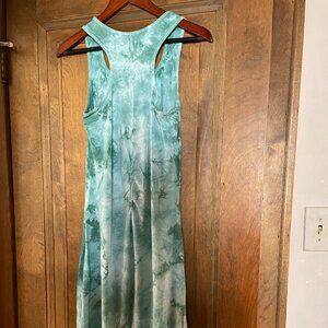 VINTAGE Bamboo Cotton Blend Tie Dyed Hi-Low Razorback Midi Dress